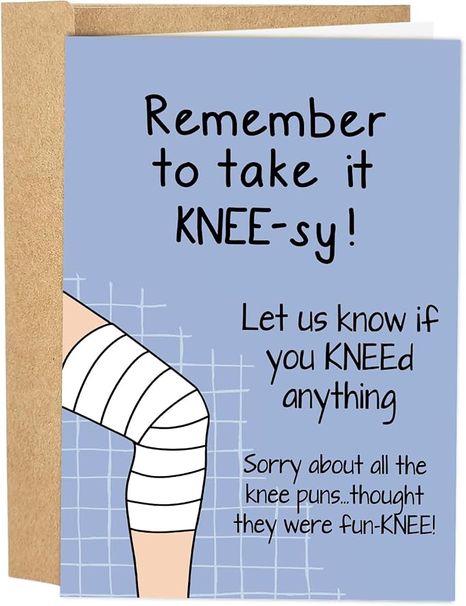 Naixiwen Funny Knee Get Well Soon Card for Men Women, Knee Replacement Card Gift for Patient, Speedy Surgery Recovery Card...