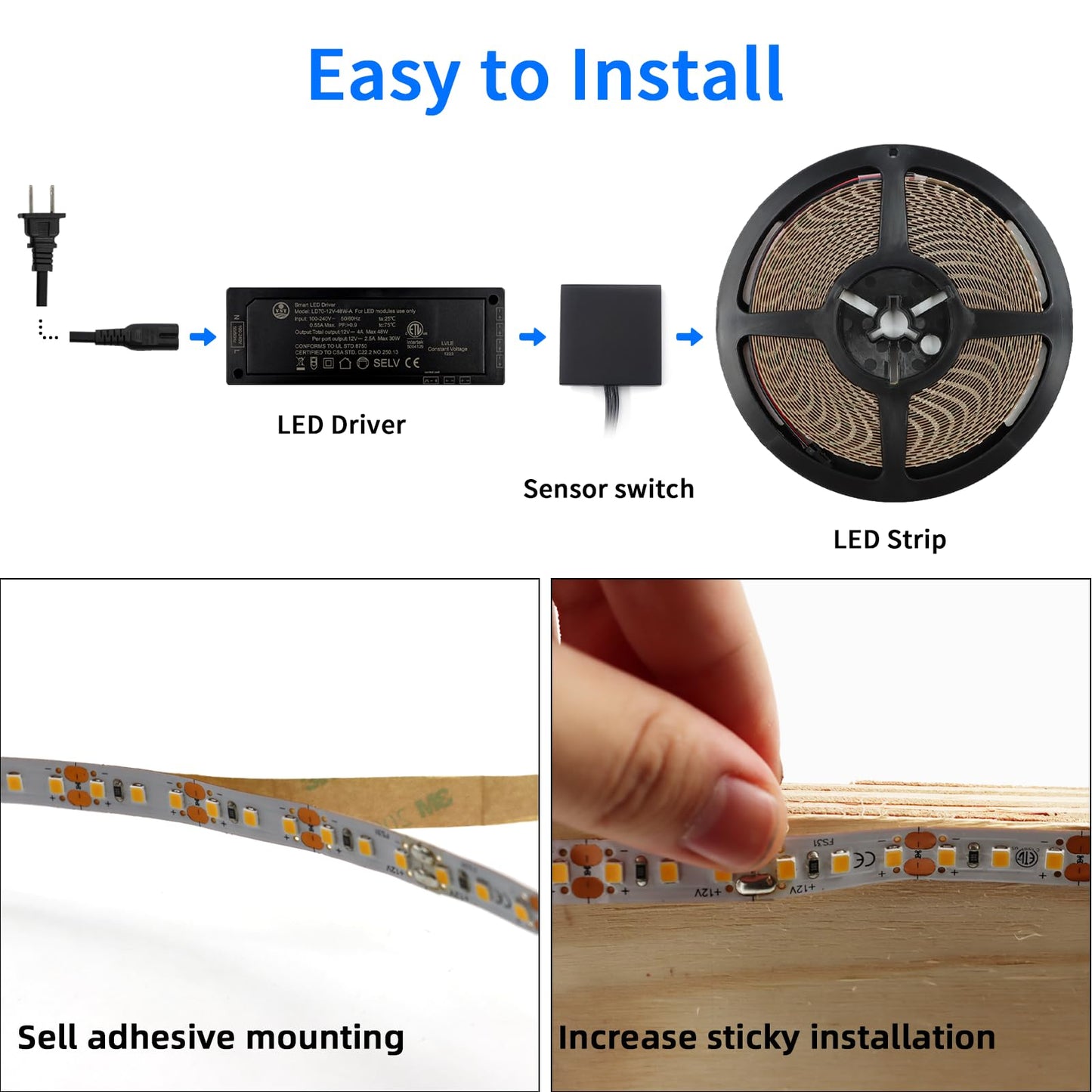 VST LED Strip Lights 120 LEDs/m 1000Lm/M 9.6W/M 12V Cuttable Dimmable 16.4ft Warm White FS31