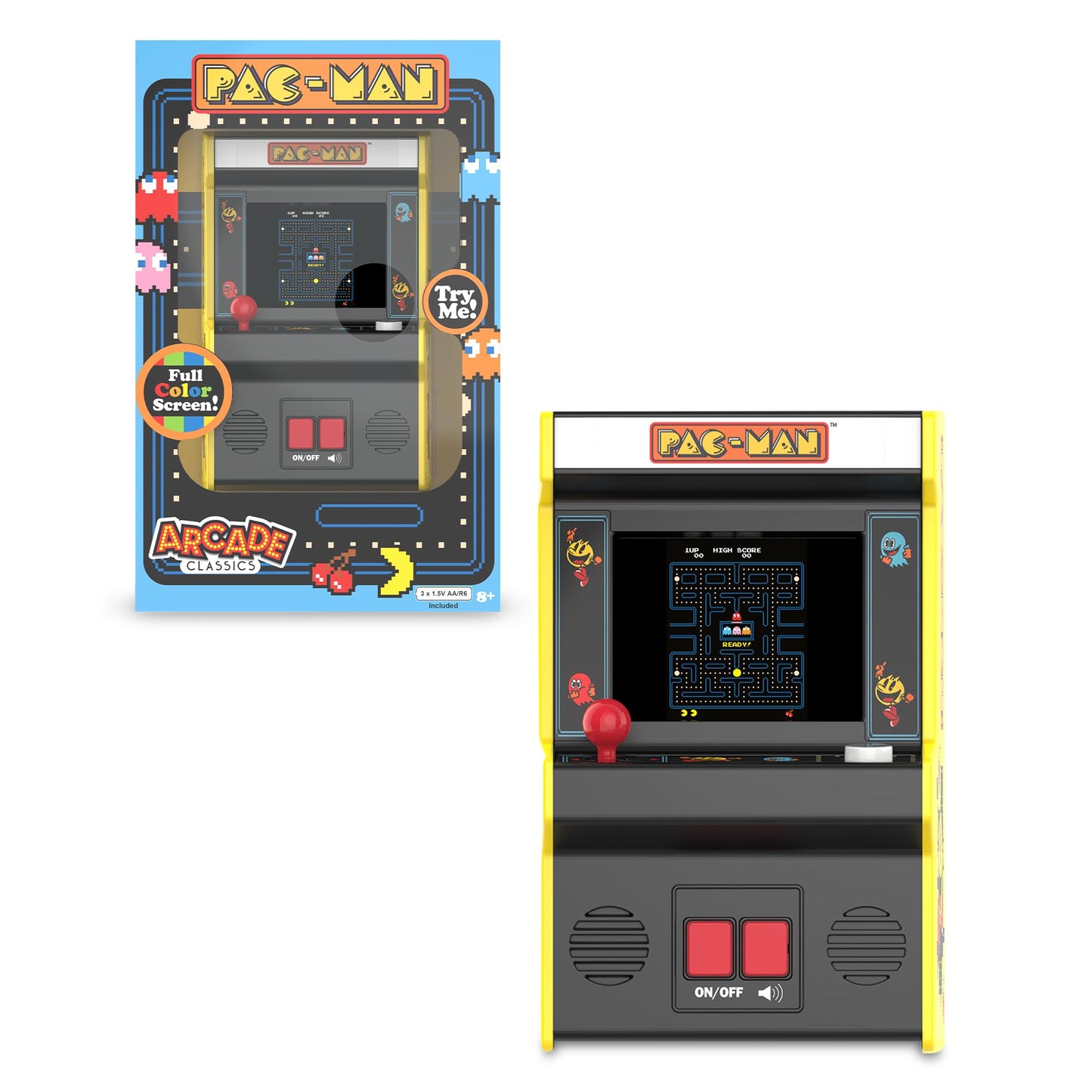 Arcade Classics Pac-Man - Retro Mini Arcade Game, Full Color Screen, Classic Handheld Electronic Game Console, 90s Toy, Great Gift for Kids 8+