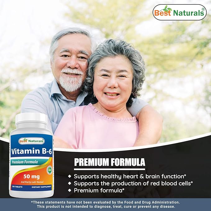 Best Naturals Vitamin B6 50 mg 250 Tablets