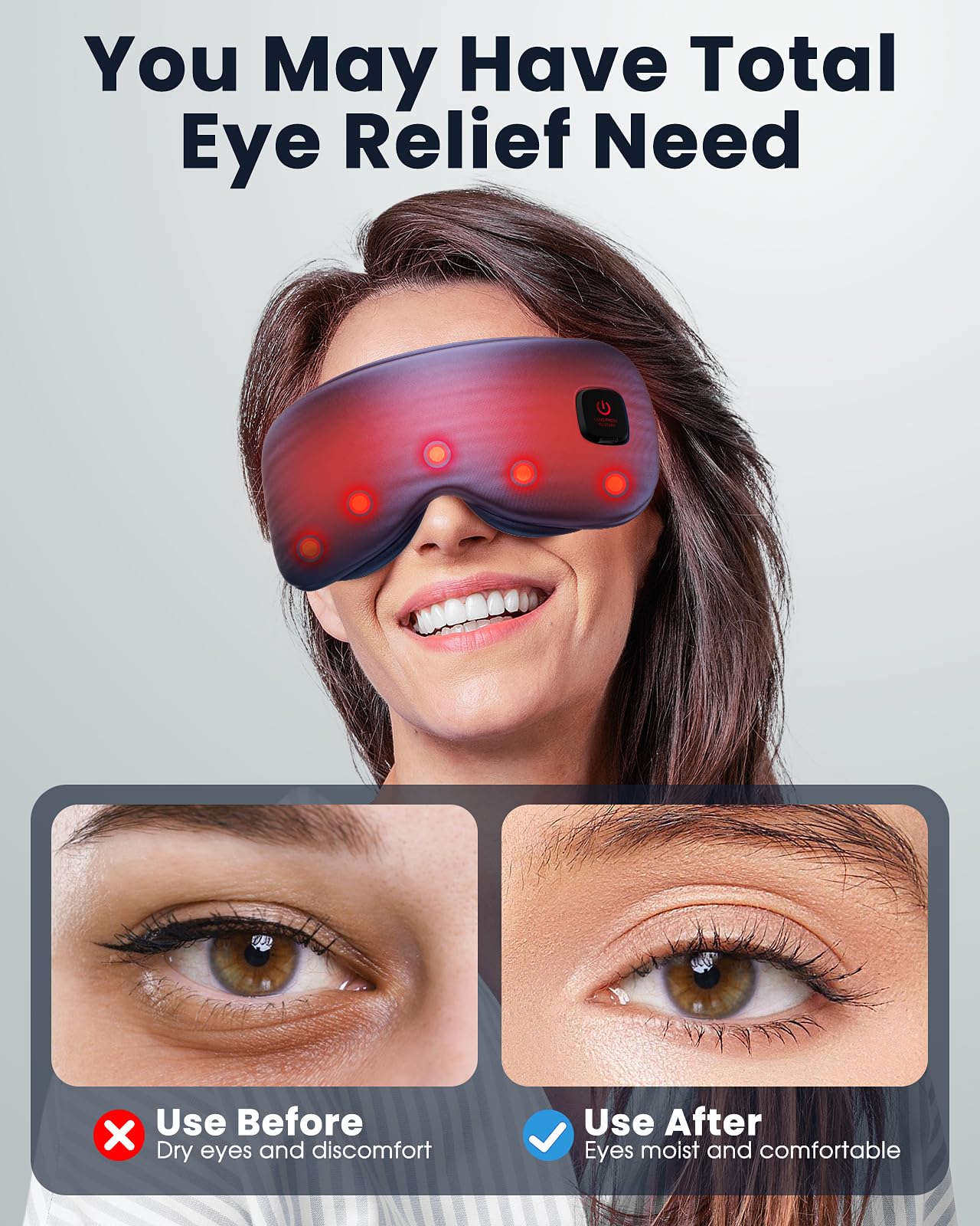 Heated Eye Mask - Cordless Eye Mask for Dry Eyes, Eye Relief, Improved Sleep, Washable Eye Heating pad for Travel and with Replaceable Shell (Blue)