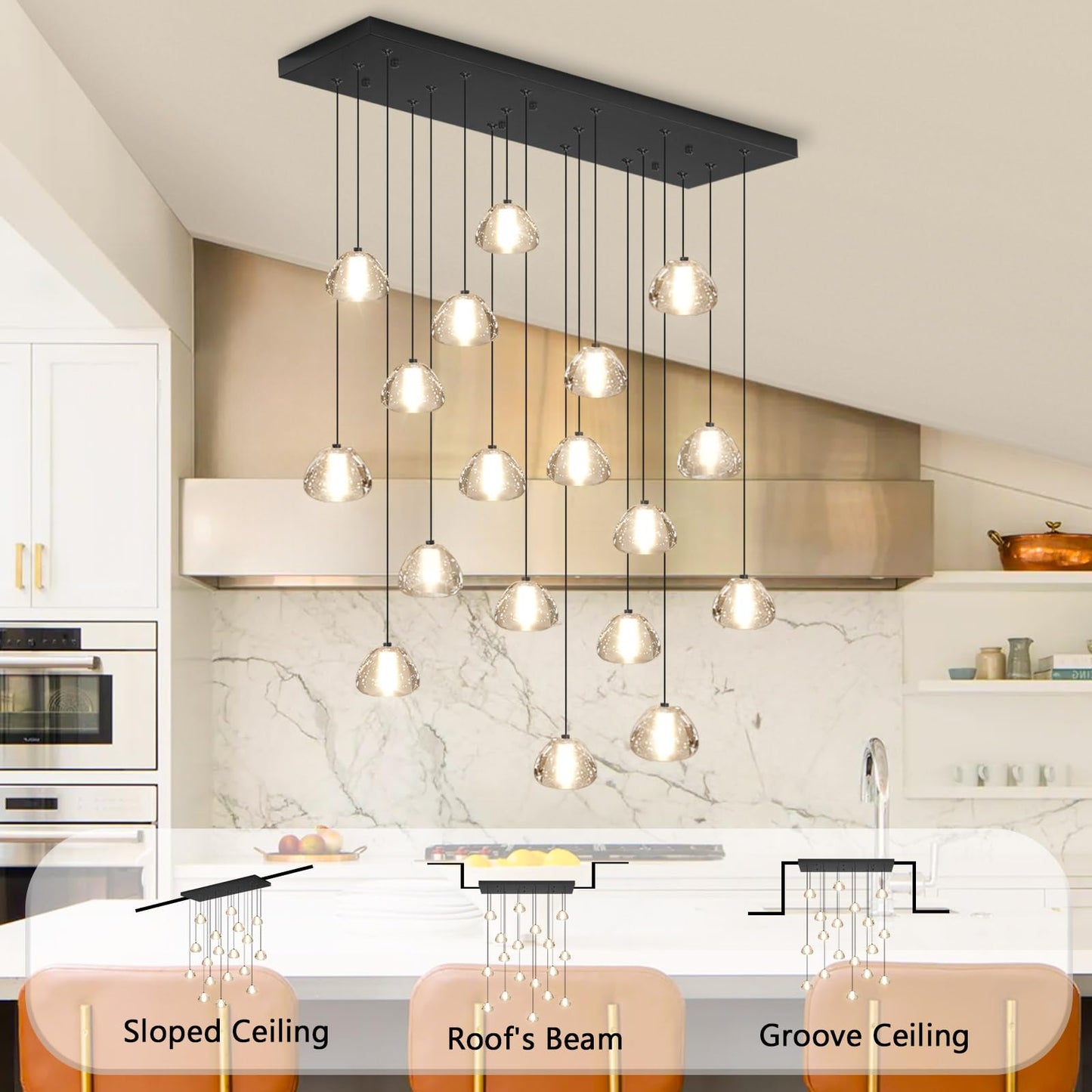 Dolria Crystal Rectangular Chandeliers For Living Room Dining Room Light Led Pendant Lights Fixtures Lighting Chandelier For Foyer Entrance Black
