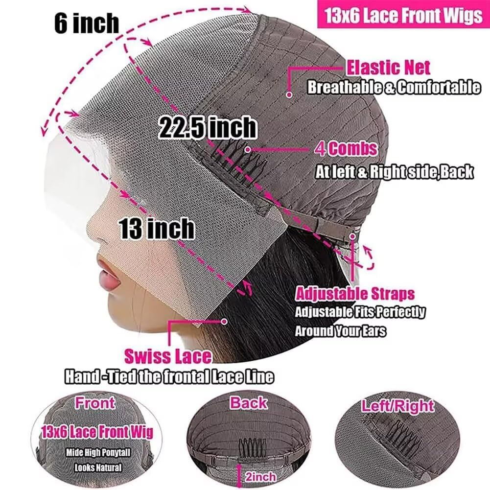KFgood 13x6 Lace Front Wigs Human Hair Glueless Wigs Human Hair 200% Density HD Lace Front Wigs Human Hair Pre Plucked with Baby