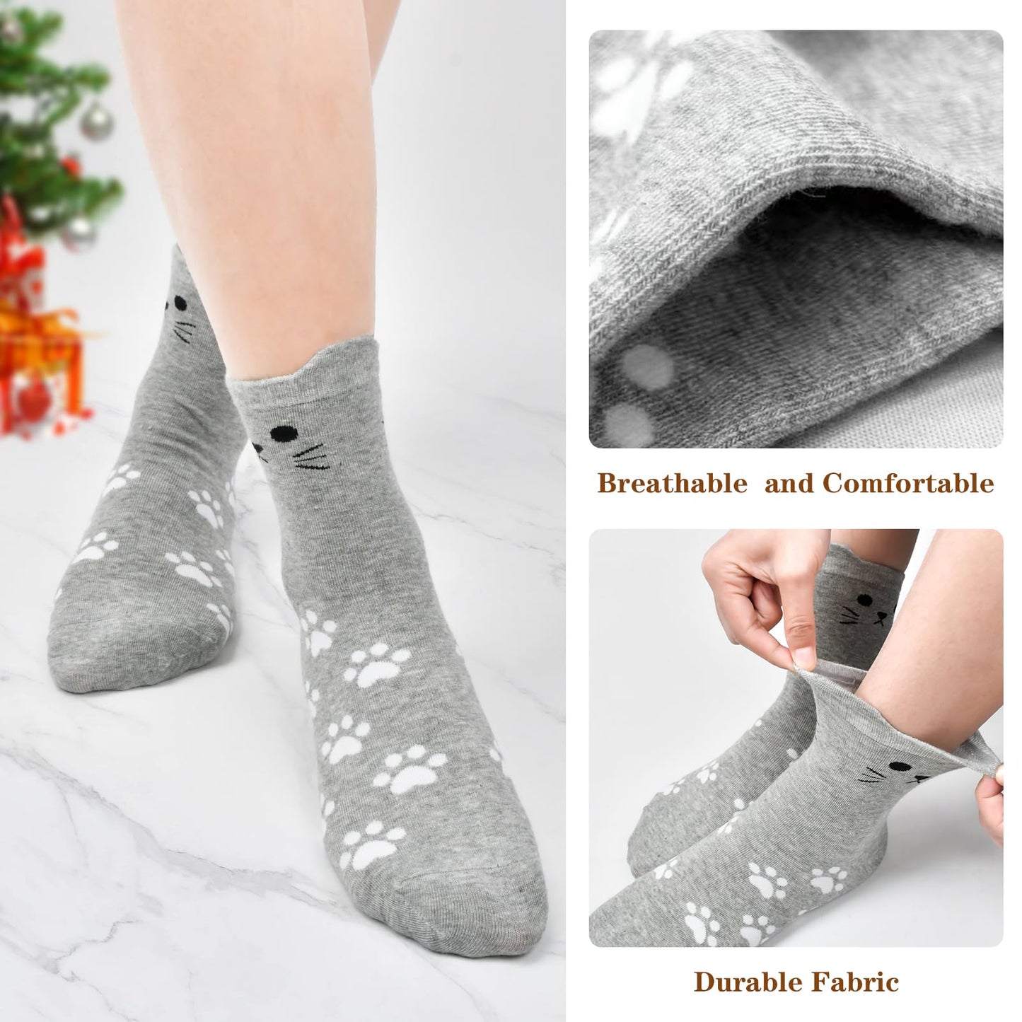 Stocking Stuffers for Women Teen Girls - Cute Cat Socks Christmas Gifts for Women Birthday Gifts for Her Mom Sister Teenage