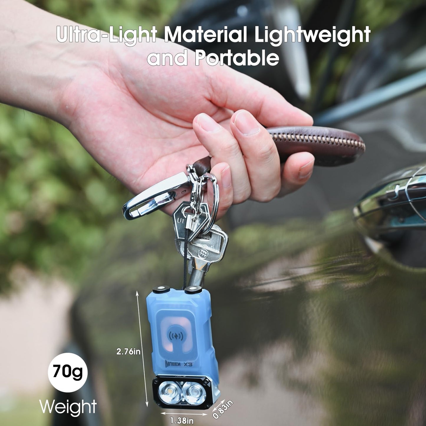 WUBEN X3 Mini Flashlight EDC Keychain 180? Twist Type-C Waterproof Blue Aluminum