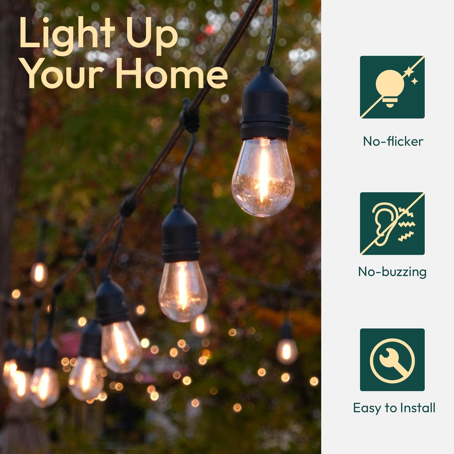 ALAMPEVER S14 Outdoor Light Bulbs, 24-Pack, Shatterproof, 1W, Warm White, E26 Base, Non-Dimmable