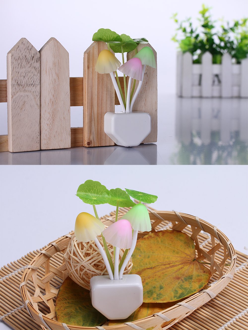 Rienar Led Mushroom Night Light, Color Changing, Plug-In, Plastic, One Size, Blue/Yellow/White, Model Fba_Rienar-103