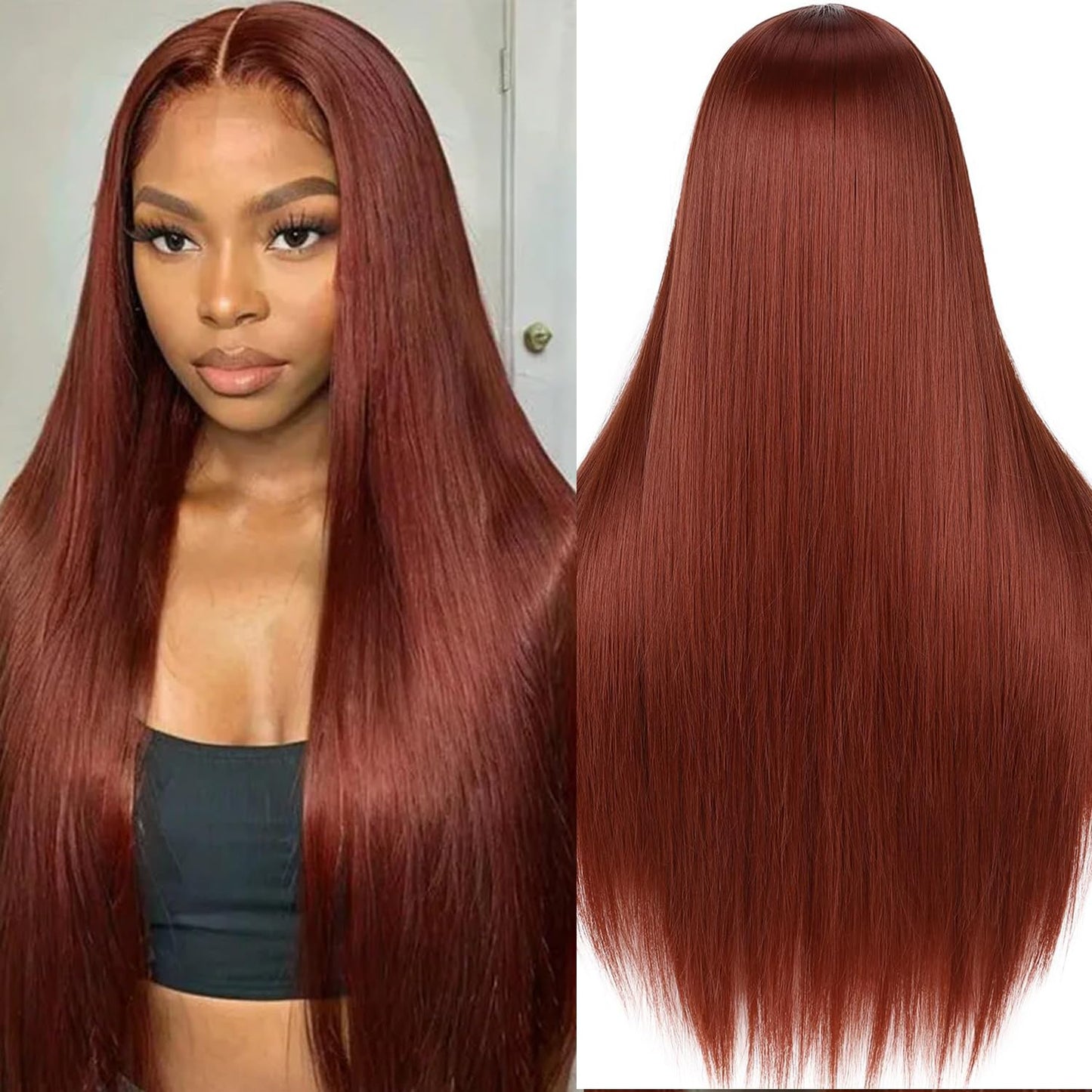 13x6 Reddish Brown Lace Front Wigs Human Hair Straight Human Hair Wigs for Women Reddish Brown 13x6 HD Lace Front Wigs Pre Pluck