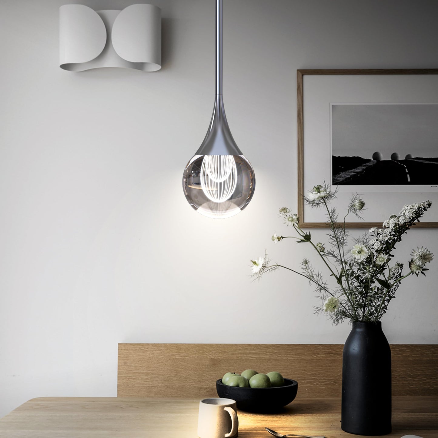 2-Pendant Lights Kitchen Island  Silver Crystal Globe Ceiling Hanging Light Fxitures  Led Light Fixtures Metal Rod Ceiling Glass Pendant Lighting For Kitchen Island Dining Room Bar