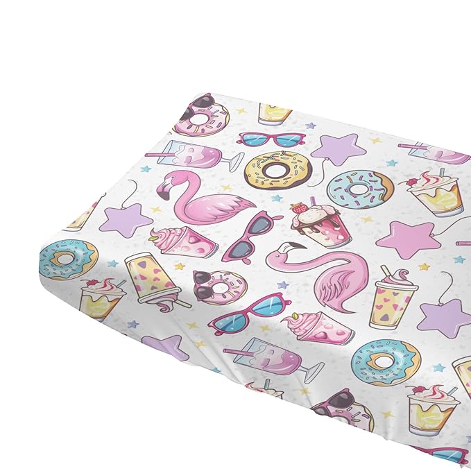 Boho Surfing Summer Beach Changing Pad Covers for Boy Girl 32''x16'' Coconut Tree Surfboard Bus Tropical Floral Leaves Wave Fitted Change Table Pad Mats Soft Cradle & Bassinet Sheets (Pink, one Size)