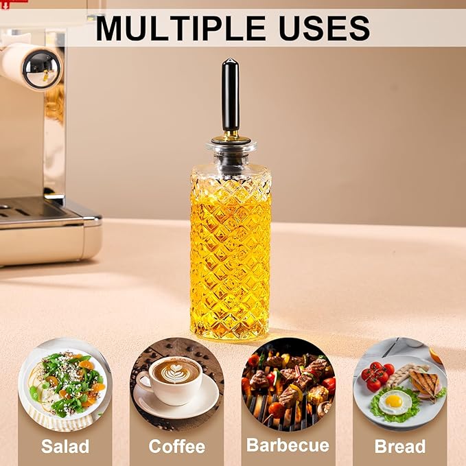 Glass Coffee Syrup Dispenser Bottles 5 OZ, Simple Syrup Bottles with Metal Pour Spout, Syrup Dispenser for Coffee Bar Accessories for Maple Honey Syrup Oil and Sauces