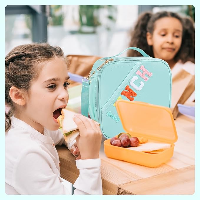 Lunch Bag Kids,Insulated Lunch Bag With Adjustable Shoulder Strap,Reusable Lunch Bag for Kids, Girls,Boys, lunch Bag Women,Preppy Lunch Box for School,Travel, Picnic (blue)