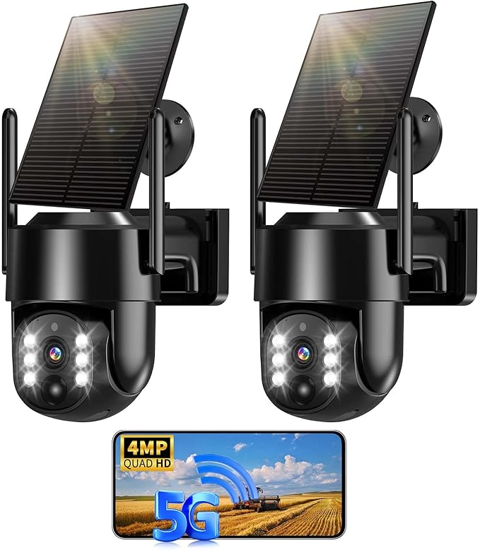Seeborder Solar Security Cameras Wireless Outdoor, 5G/2.4G Solar WiFi Cameras for Home Security, Solar Powered Outside Cam...