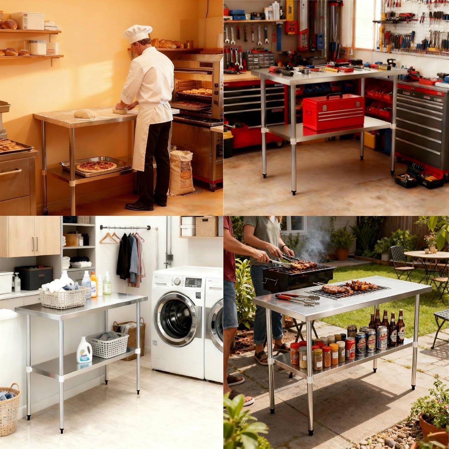 Okeyolive Stainless Steel Work Table 18 x 24 Inch, NSF Commercial Prep Table with Undershelf, Heavy Duty Food Prep Workstation