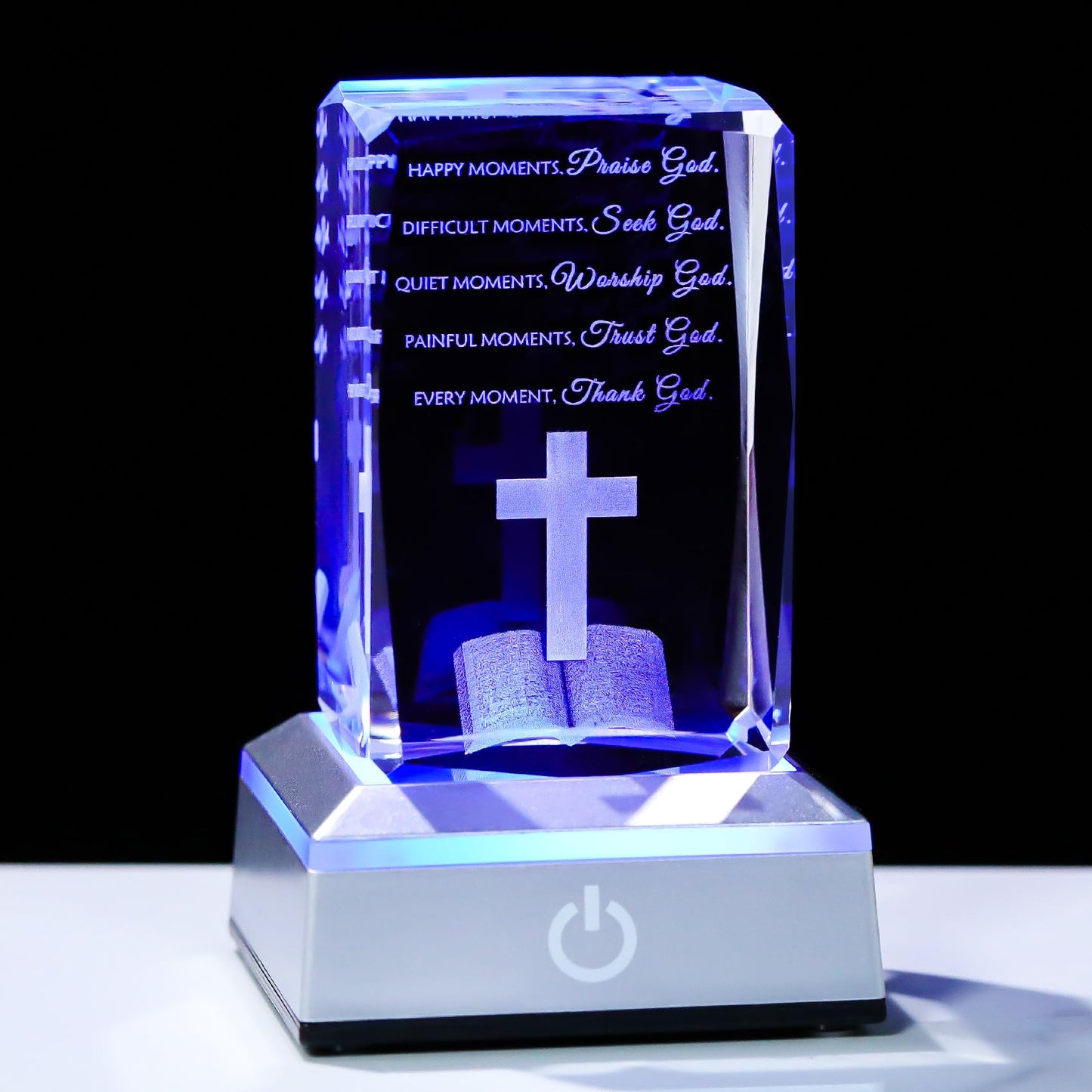 Movdyka 3D Crystal Christian Gifts For Women Men Faith  Inspirational Bible Verse Religious Gift Keepspirit-inspired flavor With Colorful Led Night Light  Get Well Spiritual Gifts Ideas For Birthday