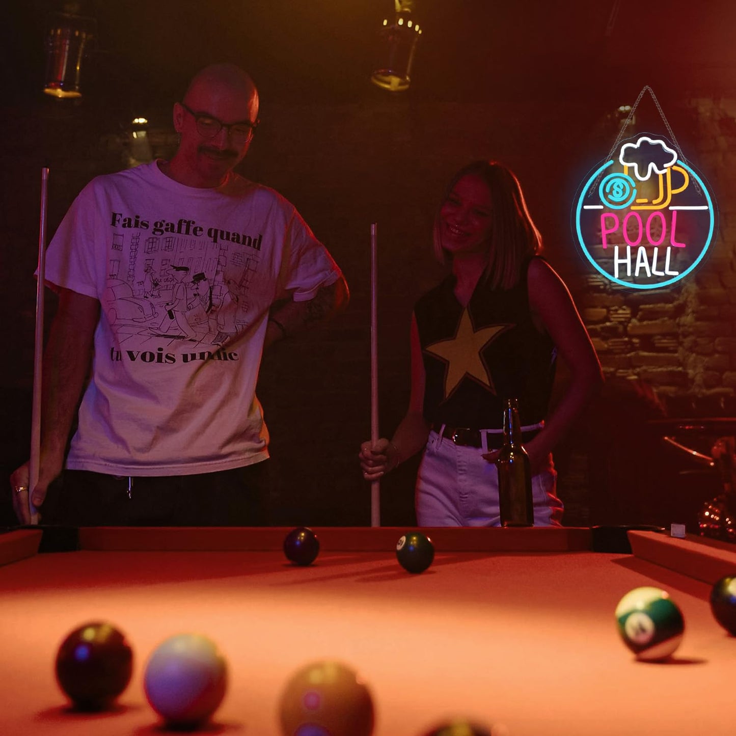 Horseneon Pool Hall malt-inspired Neon Sign Led Light Sign Wall Decor For Pool Hall  Game Rooms  Bars  Basements & Man Caves Usb Powered  Adjustable Brightness Billiards Themed Lighting
