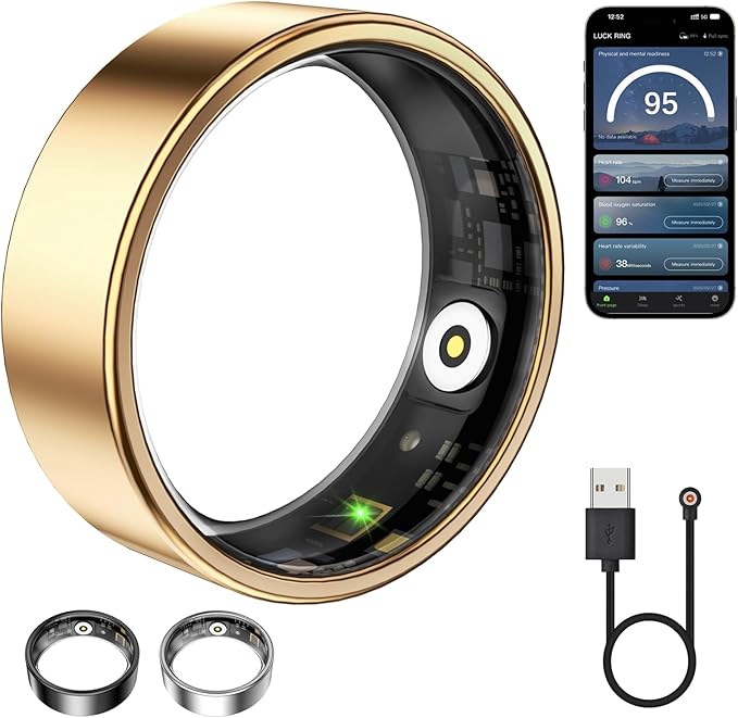 WNRTSA Smart Ring for Women & Men, Fitness Tracker with Heart Rate, Blood Oxygen, Sleep Monitoring, Long-Lasting Battery, ...