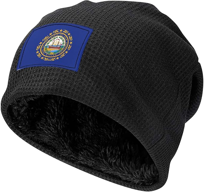 YANYU New Hampshire State Flag Print Lightweight Waffle Pullover Hat Men Women Winter Headwear Outdoor Camping Travel