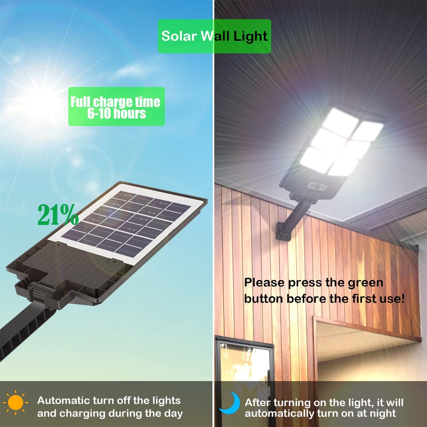 GORLDE 150W Solar Wall Light, Motion Sensor, 8000LM, IP65 Waterproof, Remote Control, Black