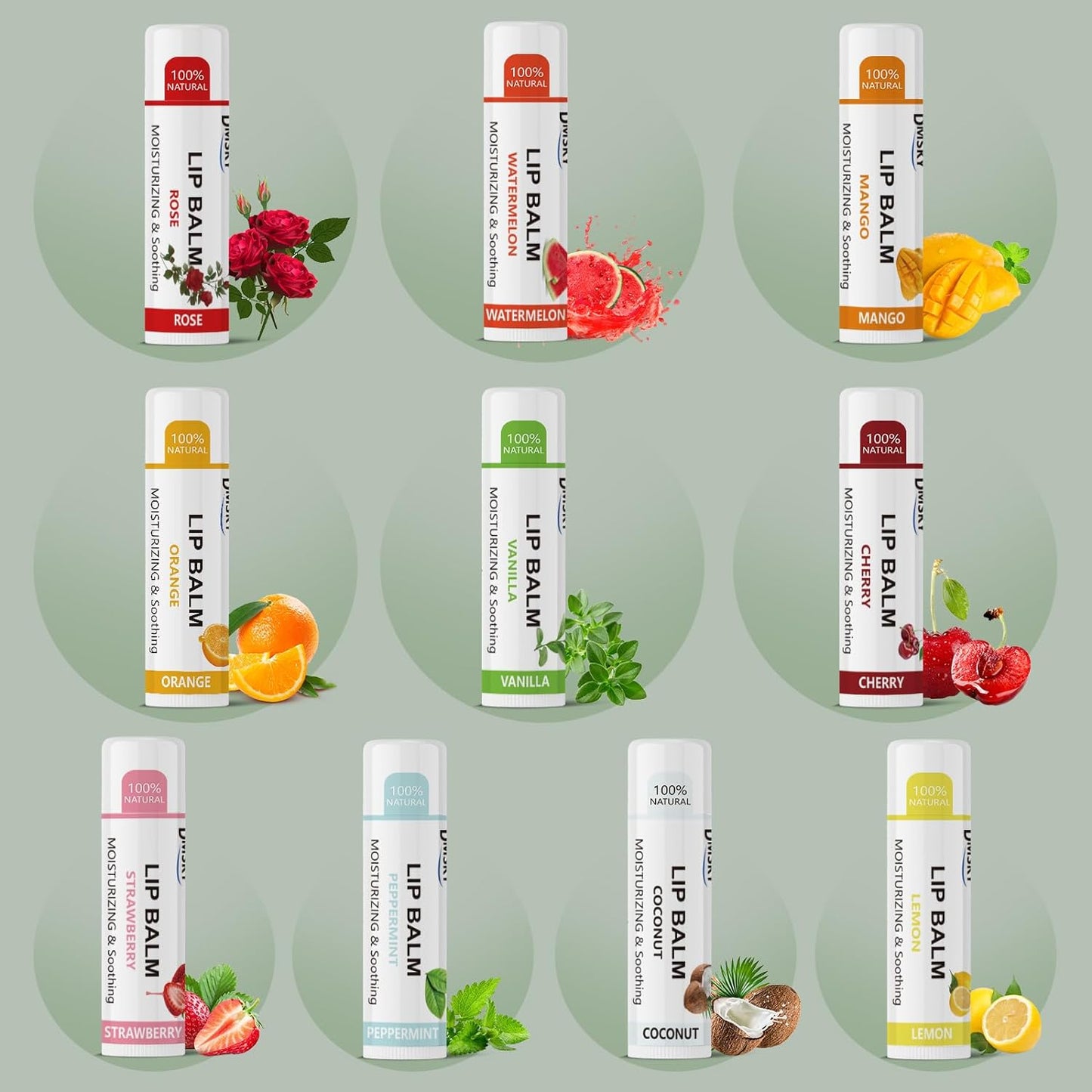 40 Pack Lip Balm Bulk, Fruit Lip Balm Variety Pack, Natural Moisturizing Balms for Dry Cracked Lips, Hydrating for Men Women Kids - 10 Flavors