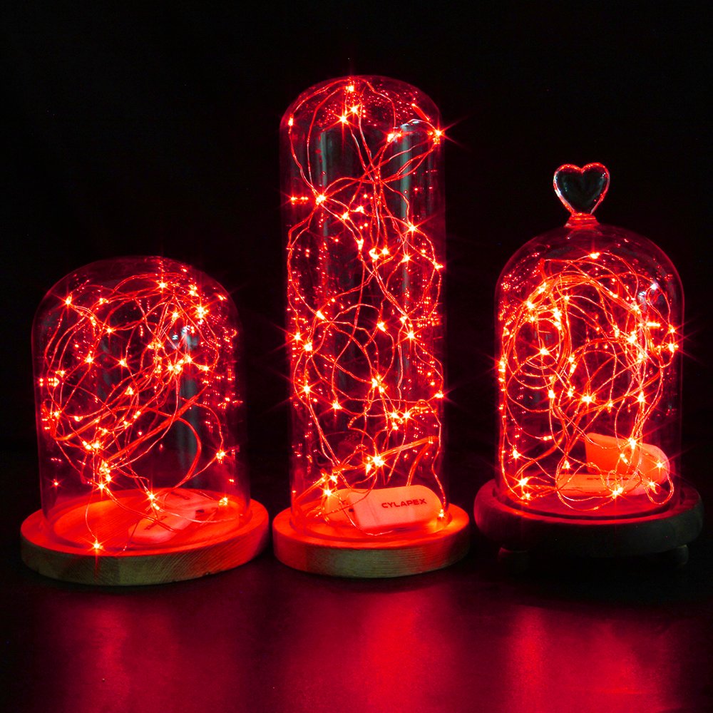 CYLAPEX Fairy String Lights, 6 Pack, Battery Operated, Red, Micro LED, 3.3ft Silvery Copper Wire for DIY Decoration