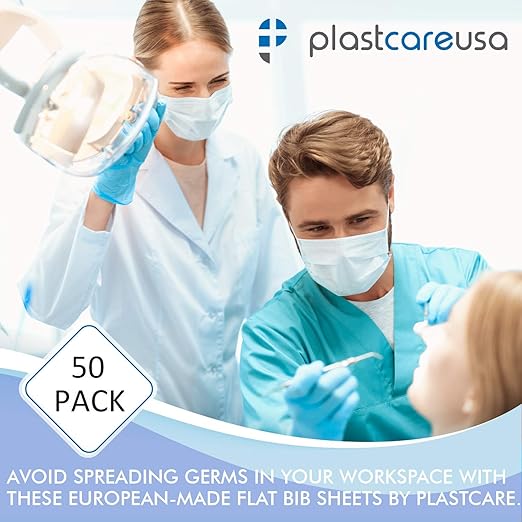 PlastCare USA Disposable Dental Bibs 13"x18" - 3 Ply Waterproof Tattoo Bib Sheet for Patients - Dentist or Medical Tray Cover and Nail Table Cover Supplies, Apricot