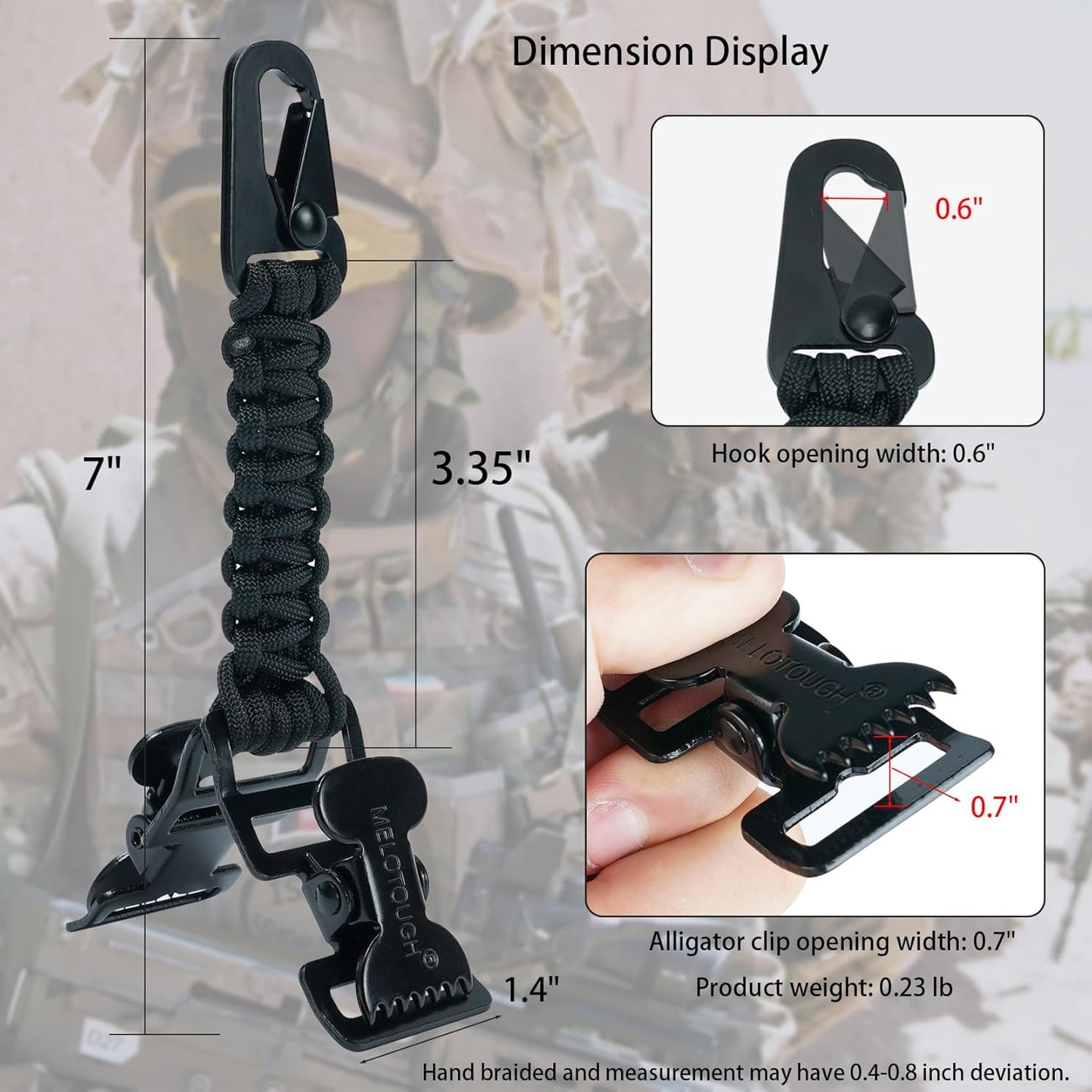 MELOTOUGH Glove Clips Tactical Glove Clip Paracord Work Glove Clip Holder with 2 Alligator Clips for Tactical Backpack,Tool Belt,Outdoor Accessory