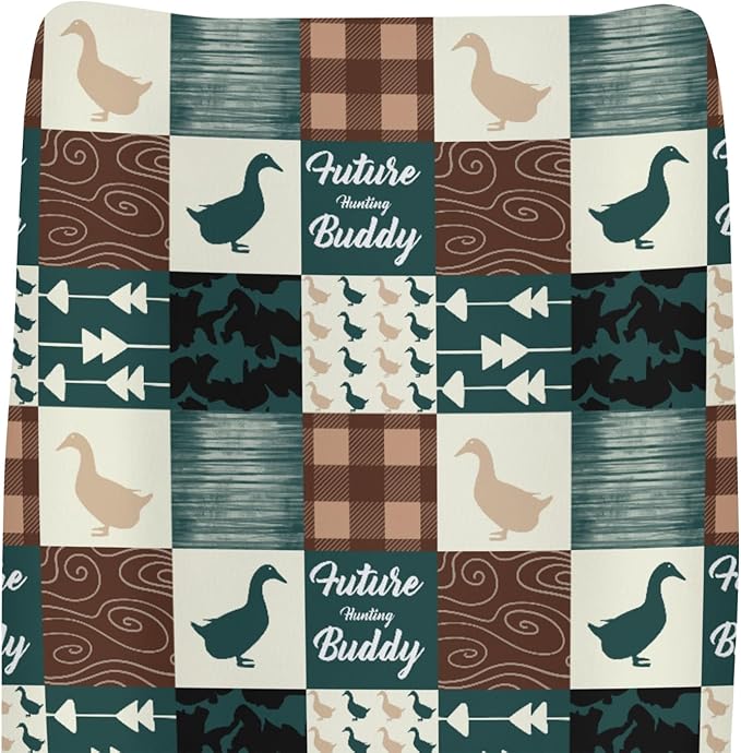 Camouflage Duck Hunting Changing Pad Covers for Baby Girl Boy Green Mallard Ducks Plaids Fitted Change Table Cover Mats Wild Ducks Soft Diaper Changing Table Sheets 32''×16''