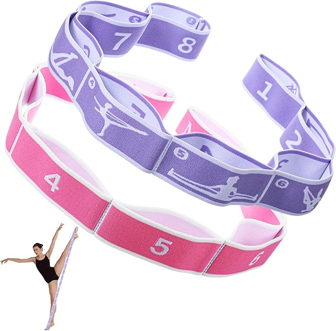 2 Pcs Kids Stretch Bands, 8 Loop Adjustable Dance Stretching Straps Practical Reusable Ballet Foot Stretcher for Children ...