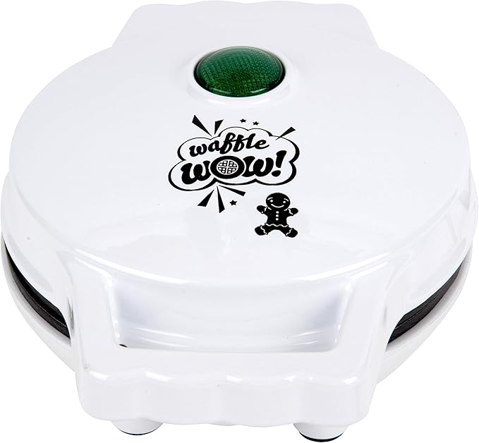 Gingerbread Man Mini Waffle Maker- Make this Christmas Special for Kids w Festive 4" Waffler Iron, Electric Nonstick Breakfast Appliance for Xmas Holiday Season, Fun Gift or Dessert, Stocking Stuffer