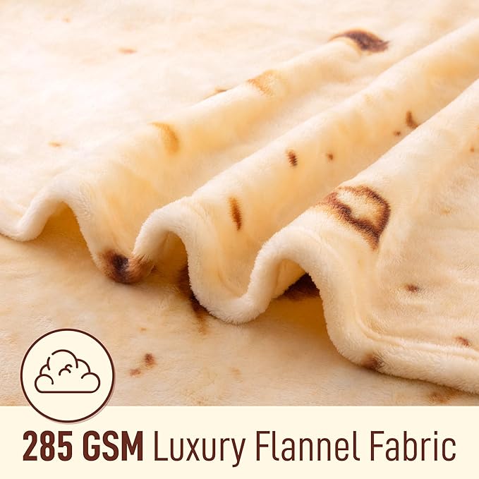 Zulay Giant Double Sided Tortilla Blanket with Drawstring Bag - Novelty Blanket for Adults & Kids - Soft Flannel Round Tortilla Blanket for Indoors, Outdoors, Travel, Home, 285 GSM - 71 Inches
