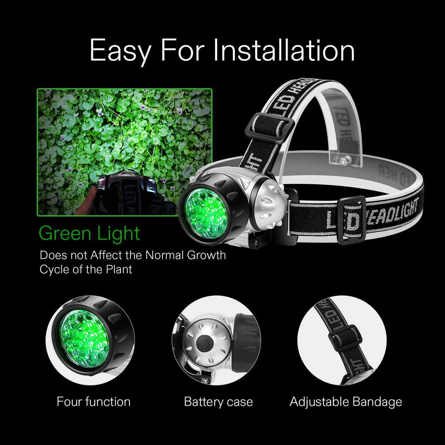 VIVOSUN 19-Bulb LED Grow Light Headlight, High Intensity, One Pack, Black, Model 4316273158