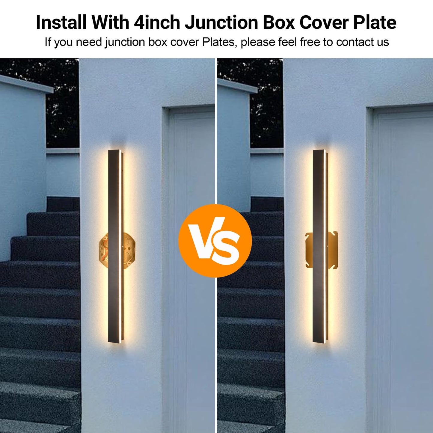 SJIGUANGZ Outdoor Wall Sconce, 24in Waterproof Porch Light, Dimmable Acrylic, Model HX-WL002-L60-R