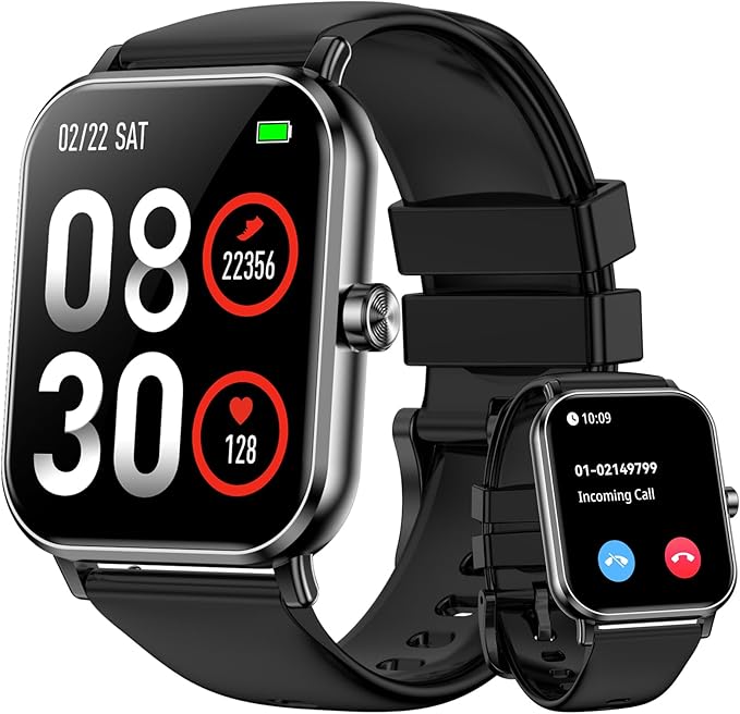 QONBINK Smart Watch, 1.85" HD Fitness Tracker with Bluetooth Calls, 5 ATM Waterproof, 24/7 Heart Rate/Sleep Monitor, Pedom...