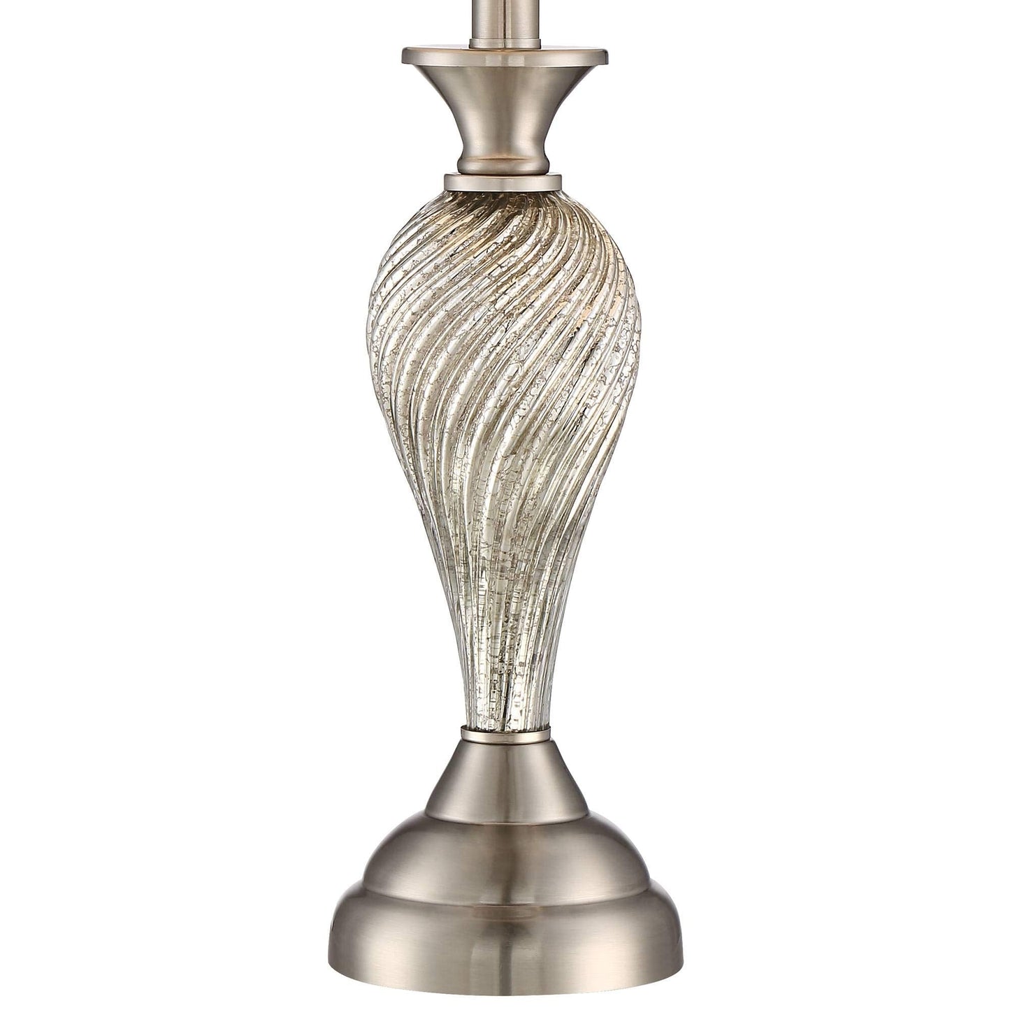 Regency Hill Table Lamps Set Of 2, 25 High Silver Mercury Glass With White Hardback Shade For Living Room, Bedroom, Home Office