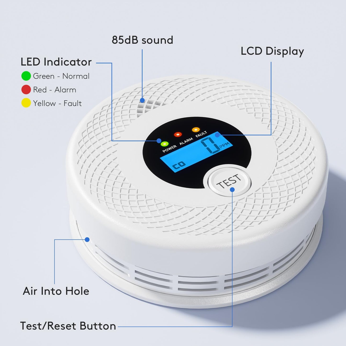 3-Pack Wi-Fi Smoke Detector Carbon Monoxide Detector Combo with App Notifications, Test/Silence Button, Smart Smoke Detector & CO Alarm for Any Home, Real-Time Alert