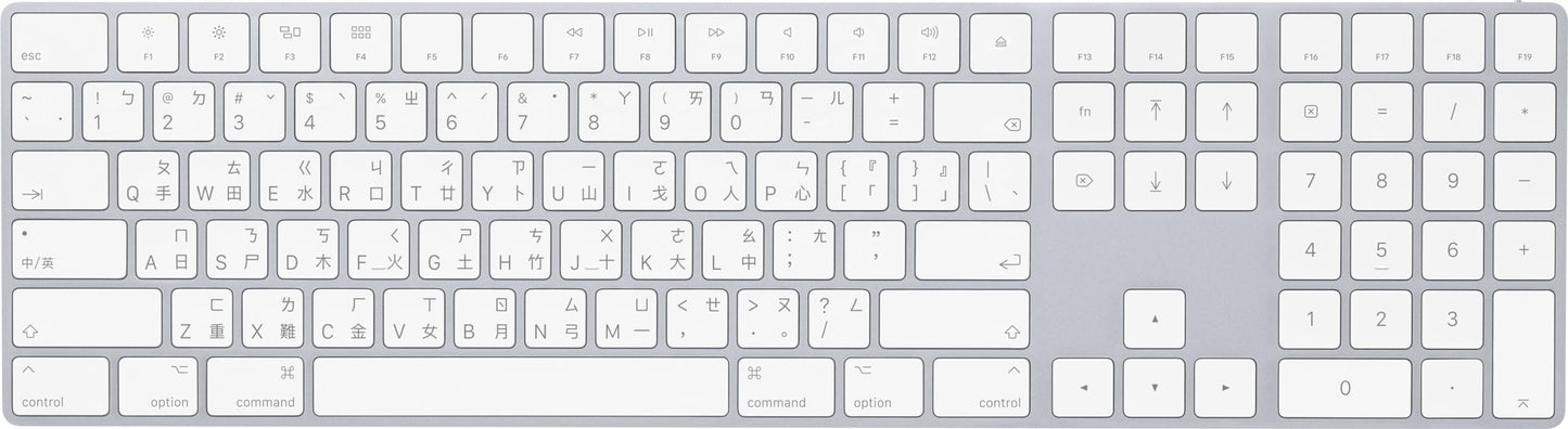 Apple Magic Keyboard With Numeric Keypad: Wireless, Bluetooth, Rechargeable. Works With Mac, Ipad, Or Iphone; Traditional Chines