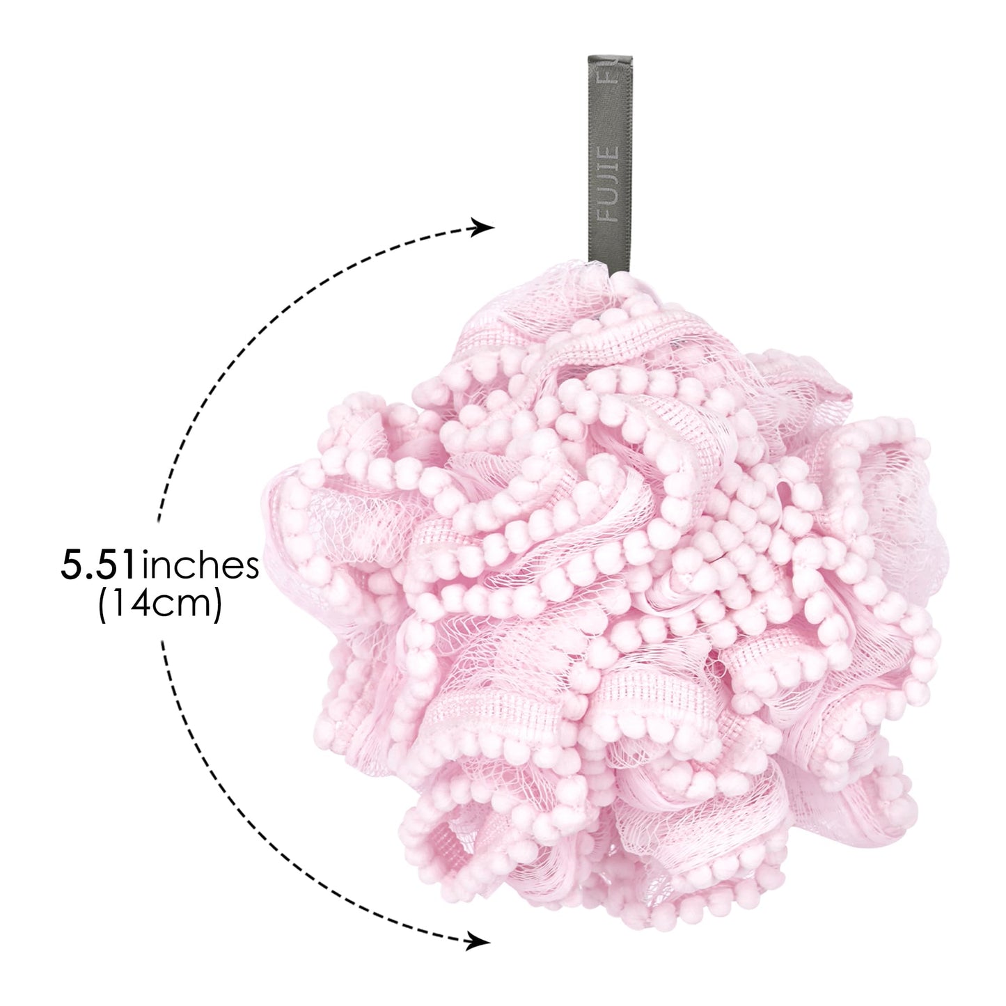 Biiange Pink Loofah, Shower Bath Spong, Soft Shower Loofahs Balls, Globose lace Shower Ball, for Body Wash Scrubber Cleaning Loo