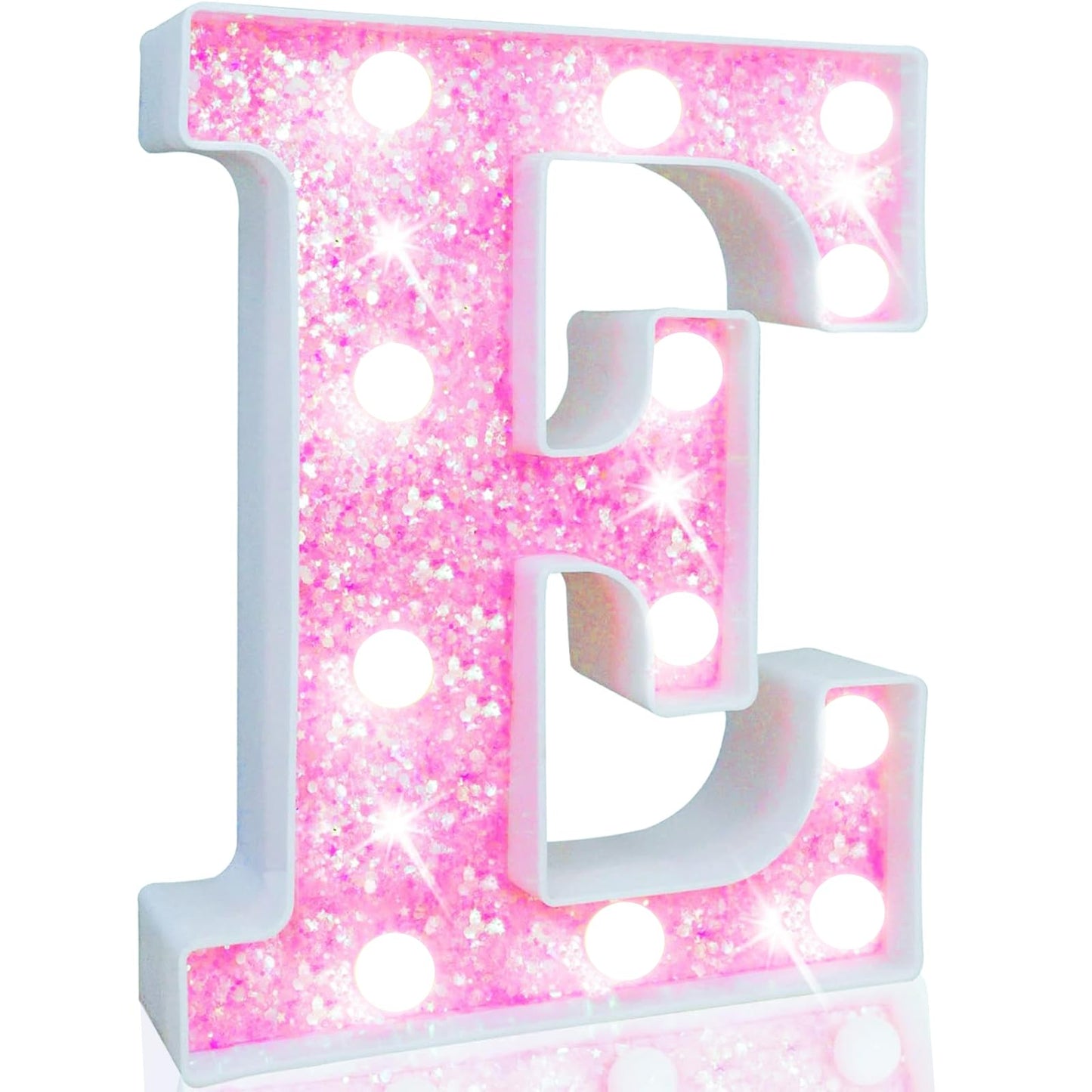 Pooqla Led Marquee Letter Lights  Light Up Letters Glitter Letter Sign Girls Gift  Battery Powered Night Light Pink Birthday Party Room Wedding Christmas Girls Bedroom Dorm Decoration  Cool White E