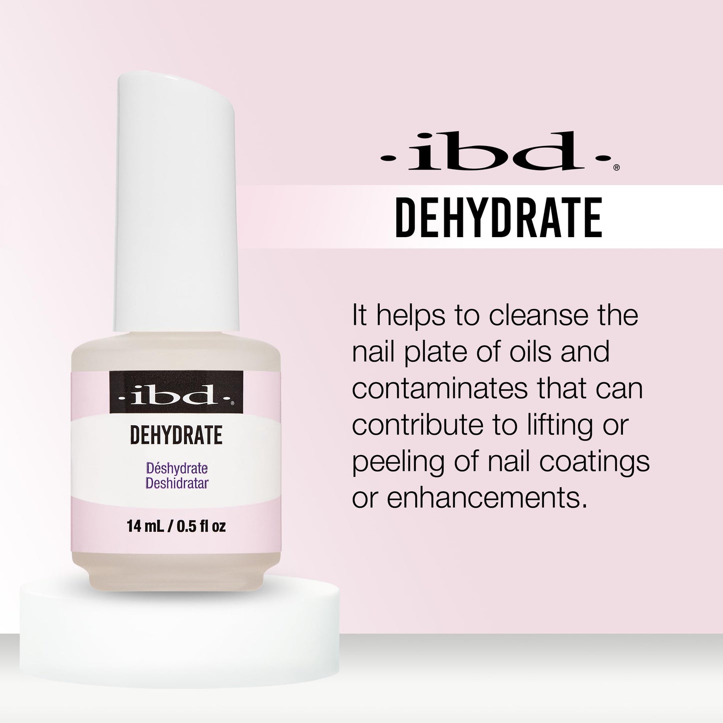 ibd Dehydrate - Nail Dehydrator for Gel & Acrylic Nails, Nail Prep Solution, Long-Lasting Adhesion & Quick-Drying Formula, 0.5 f
