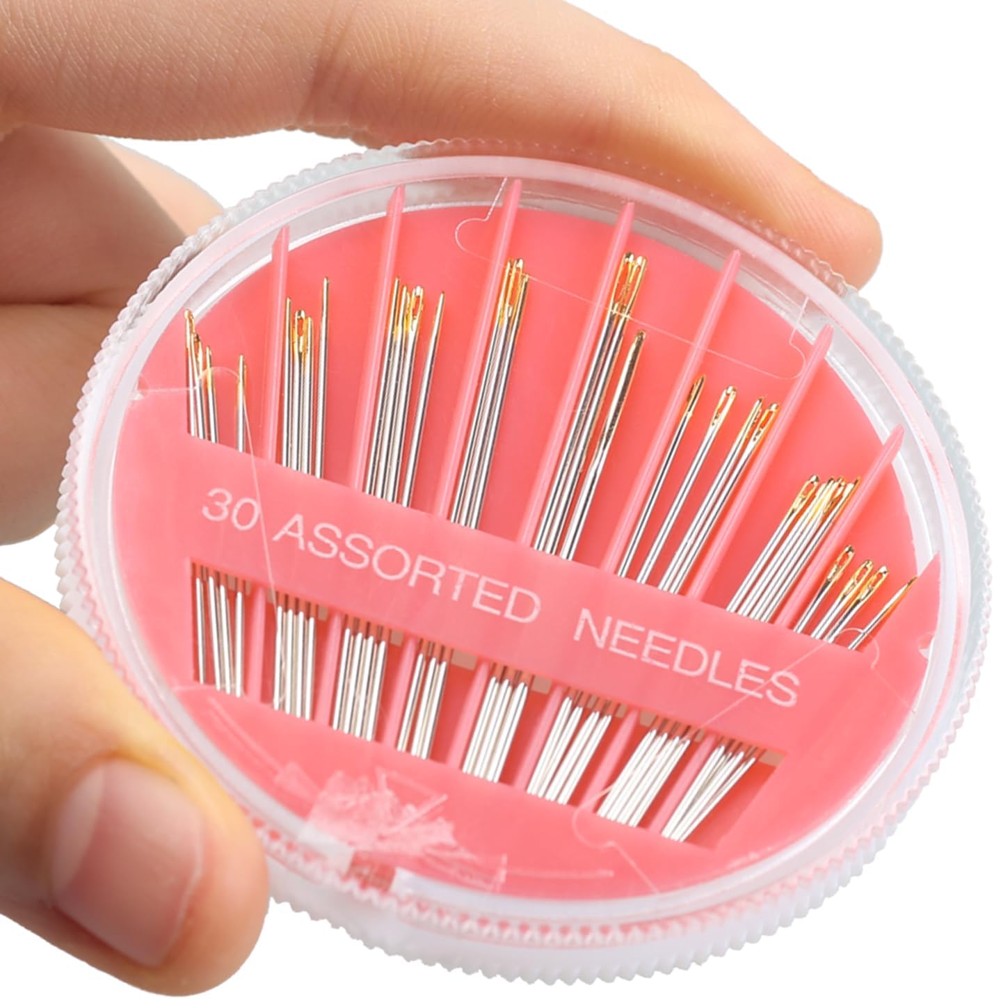 Eketirry 120pcs Premium Hand Sewing Needles，4 Pack 30-Count Assorted Needles for Sewing Repair, 6 Different Sizes Sewing Needles with 2 Threaders (Blue& Black& Pink)