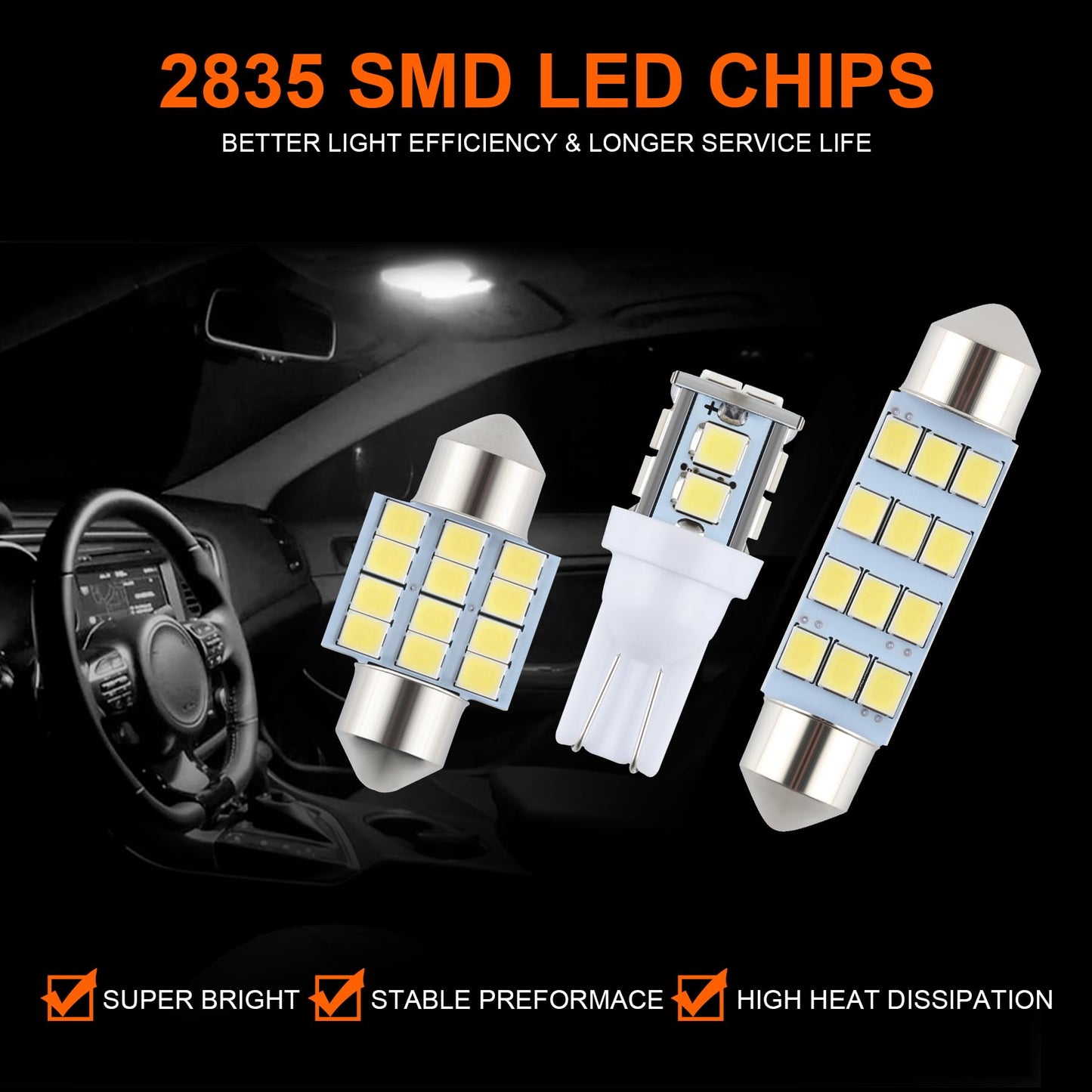 Ifunyled 24-Piece Led Car Interior Bulb Kit - 194 T10 De3175 578 - White Replacement Lights For Map, License Plate, Trunk, And More
