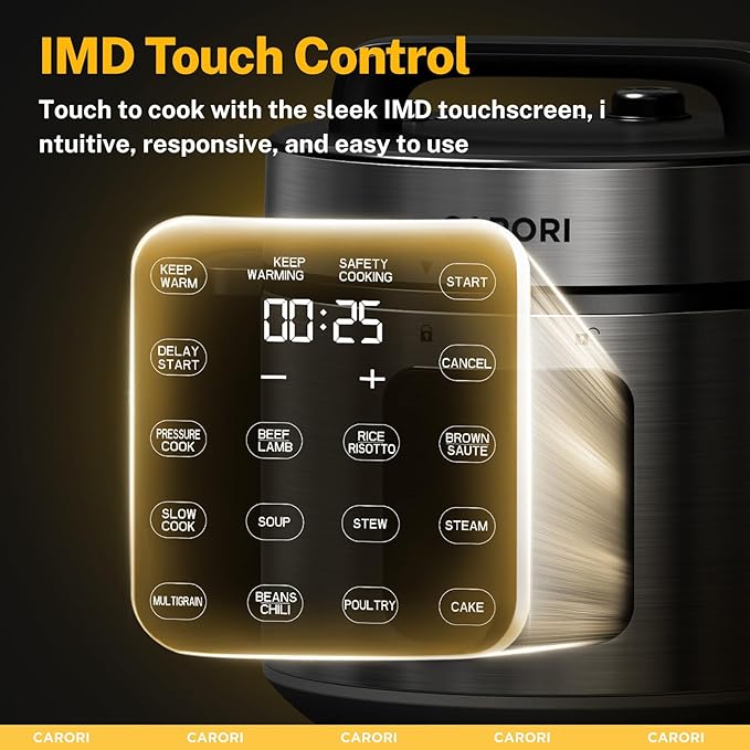 9-in-1 Electric Pressure Cooker, 1000W Instant Multi-Cooker with IMD Touchscreen, Olla de Presion, Non-Stick Pot, Rice Cook, Slow Cook, Steamer, Sauté, Warmer, Safe Venting, Silver 8 Qt