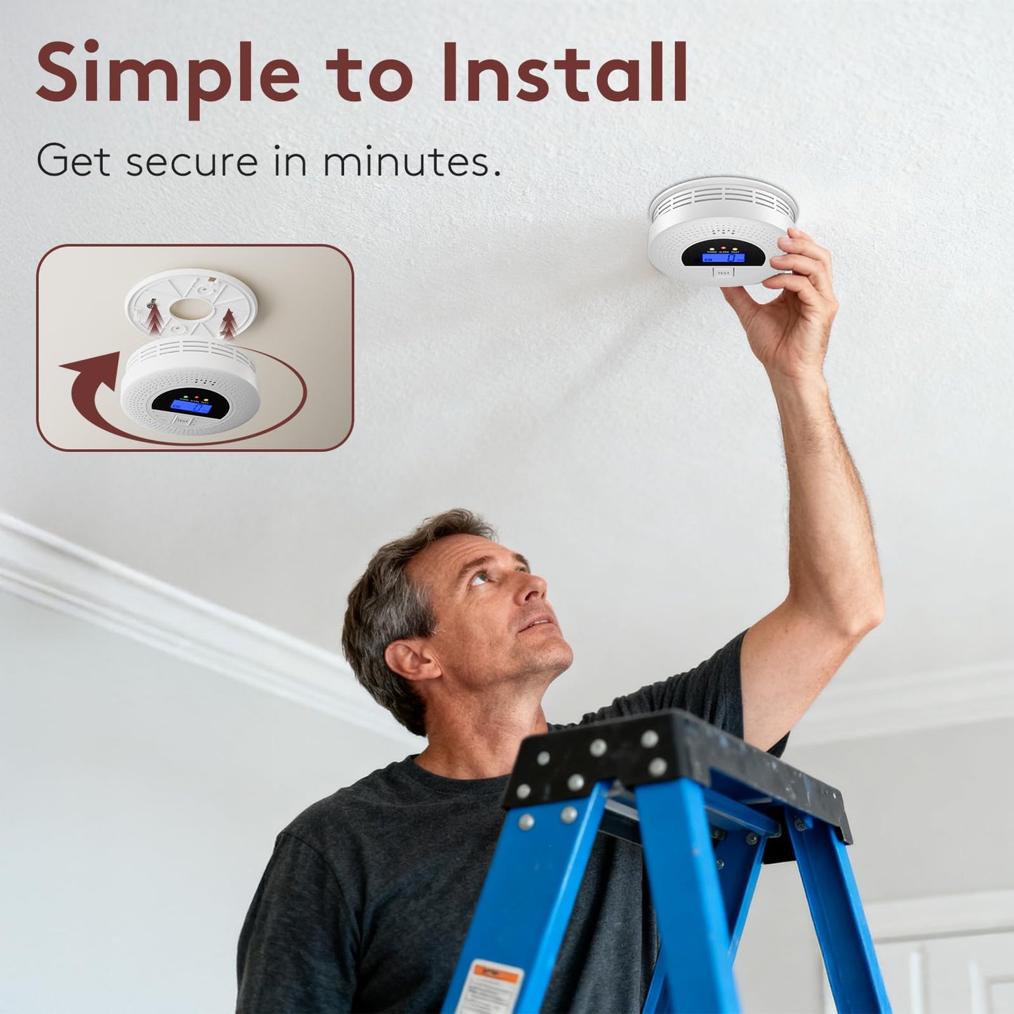 WiFi Smoke and CO Detector 3-Pack | Smart APP Alert & Real-Time LCD Display 85dB Loud Alarm, Phone Notifications, Easy Install, Battery Powered for Bedroom/Kitchen/Living Room