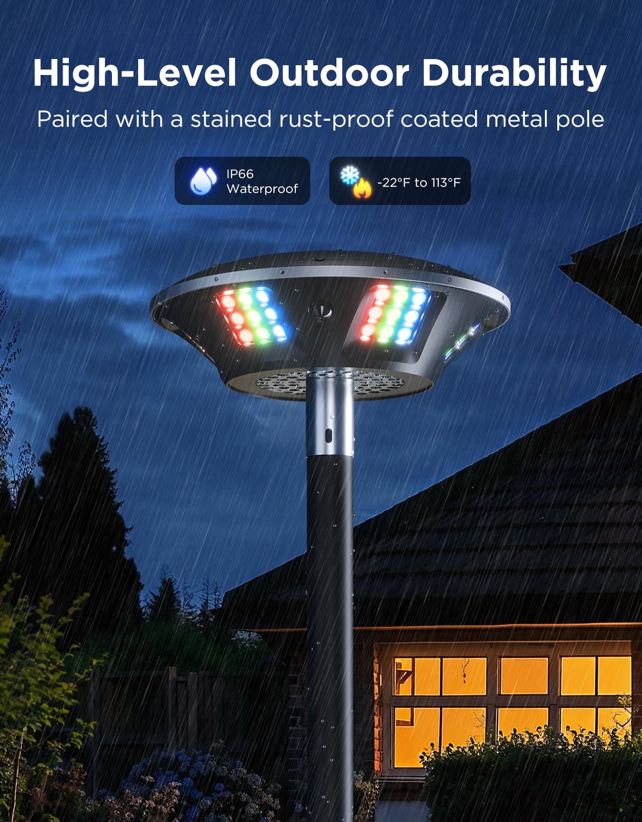 Govee Outdoor Lamp Post Lights, 2000LM High White Brightness with 6 Zones RGBIC Lighting Effect for Outdoor Decor, Double Sensor Integrated, IP66 Waterproof, Work with Alexa, Google Assistant, Matter