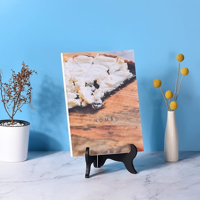 uxcell 8" Easel Plate Holder, Wooden Folding Display Stand Brown for Decorative Picture Frame