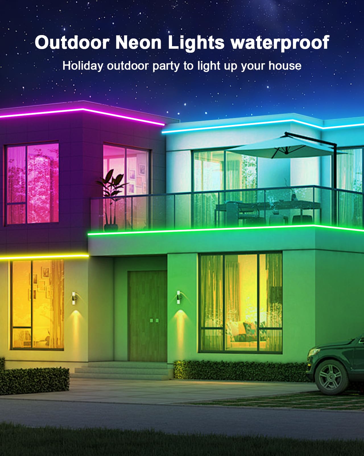 Vrribonx 40Ft LED Neon Rope Lights, RGB Waterproof, App/Remote Control, Flexible, Music Sync, Model V40-01