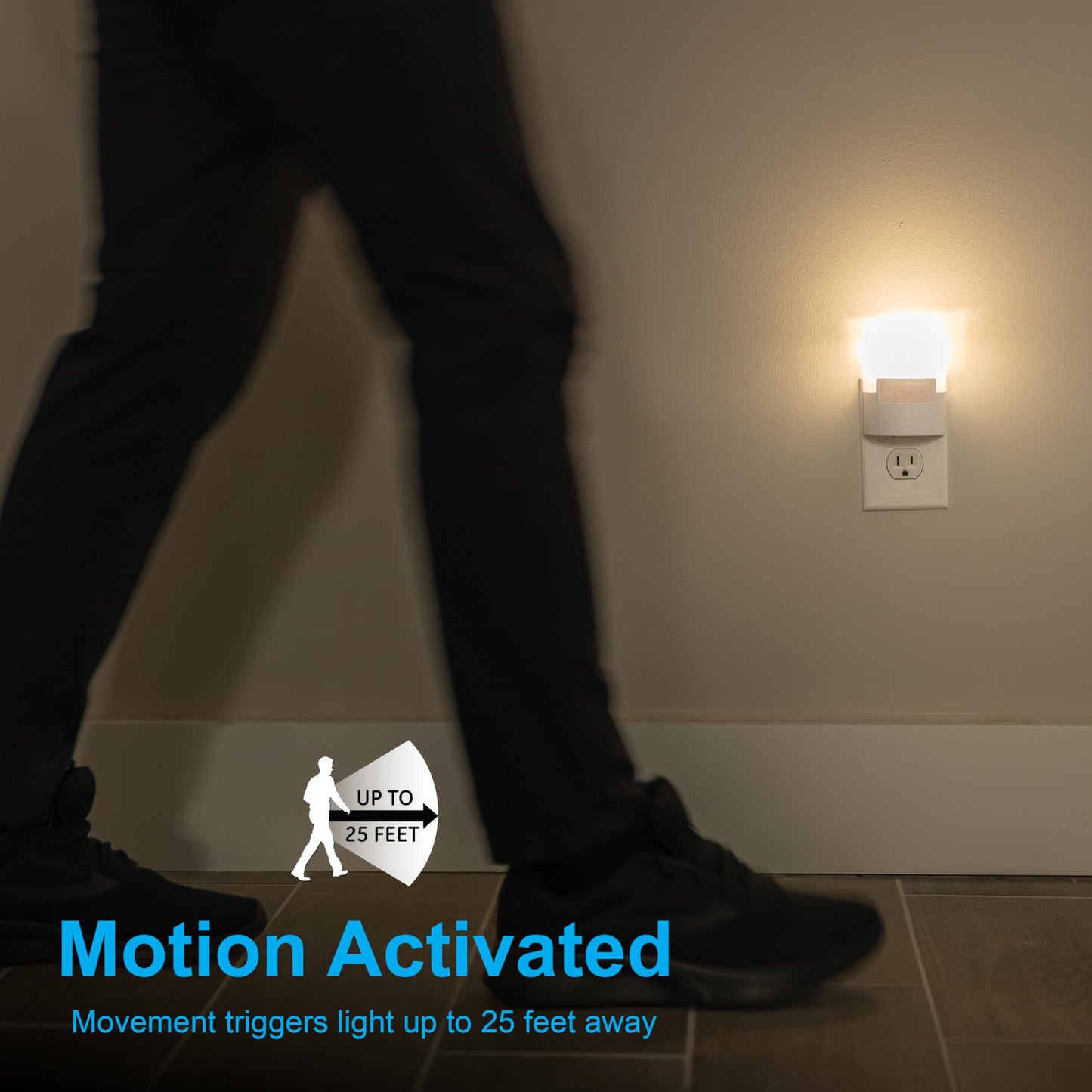 GE home electrical LED Motion Sensor Night Light, 40 Lumens, Plastic, 2 Pack, White, Model 46632