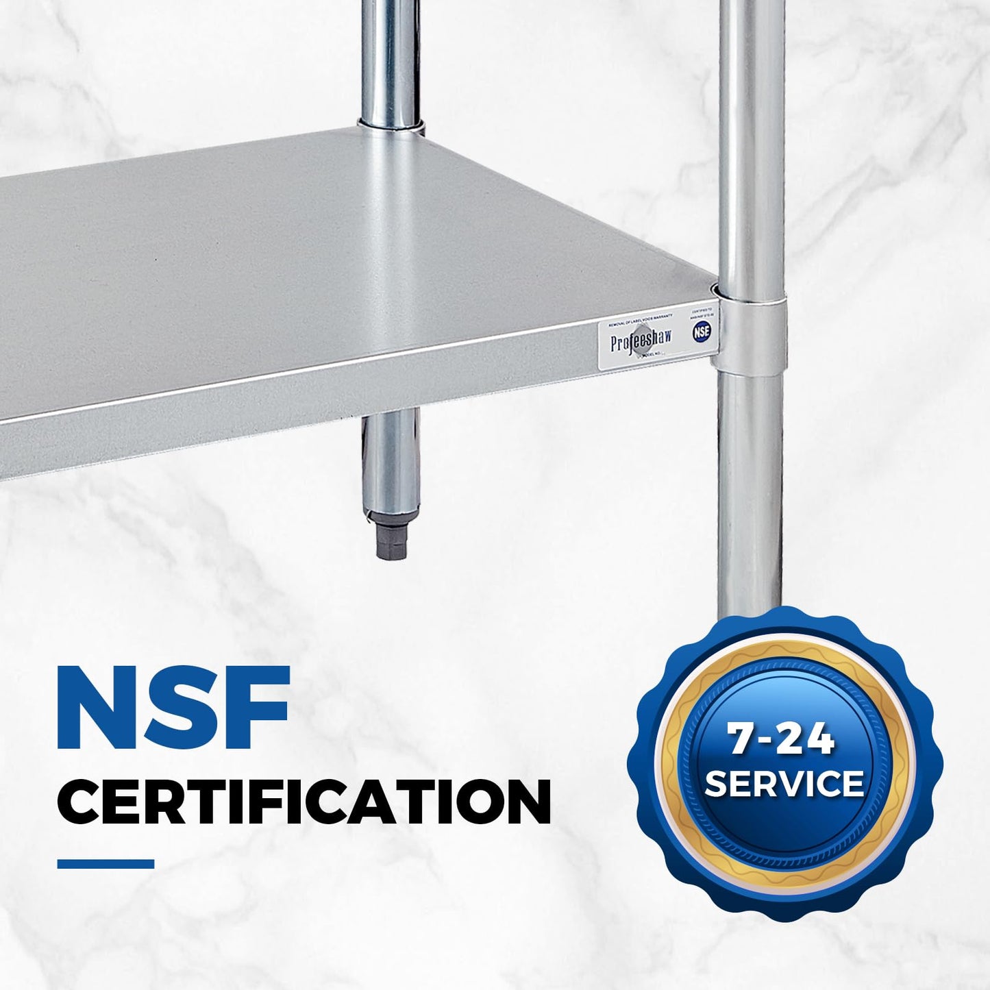 Profeeshaw Stainless Steel Prep Table NSF Commercial Work Table with Backsplash and Undershelf for Kitchen Restaurant 36x30 Inch