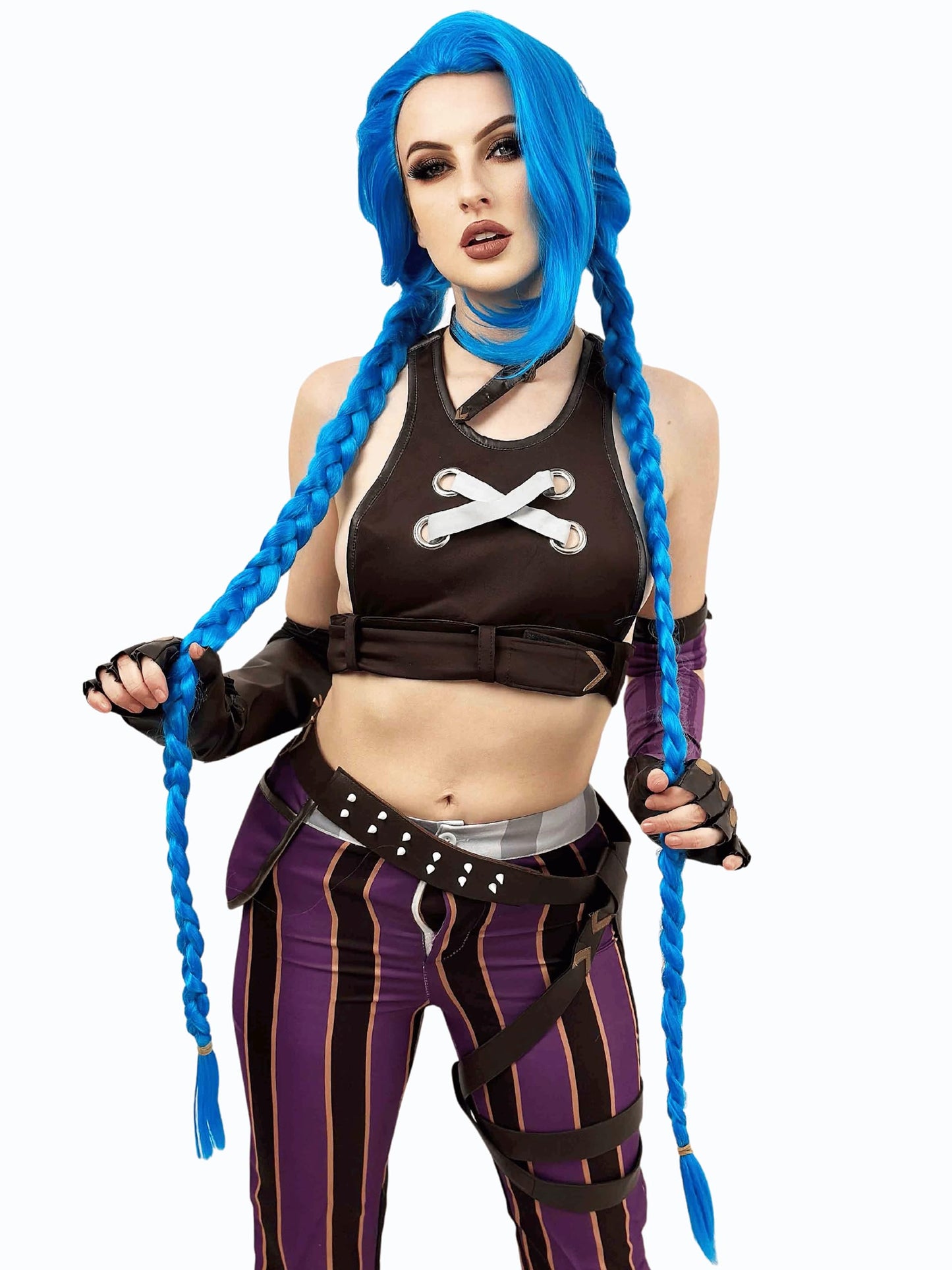 ALLAURA Blue Braided Cosplay Wig for Women Anime - Compatible with Jinx Cosplay Halloween Anime Party Heat Resistant